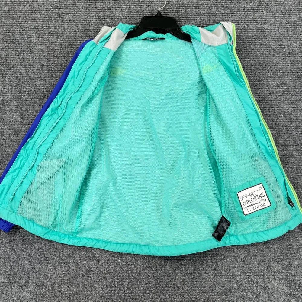 North Face Windbreaker Jacket Girls M 10/12 Teal Purple Hooded School Outdoor